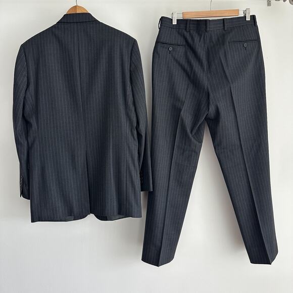 Brooks Brothers Suit Mens 41L Pinstripe Blazer Pants Wool Dapper Gatsby Mob Boss - Picture 5 of 16